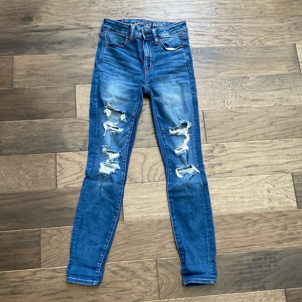 American Eagle Hi-Rise Jeggings Denim Jeans Size 4 EUC